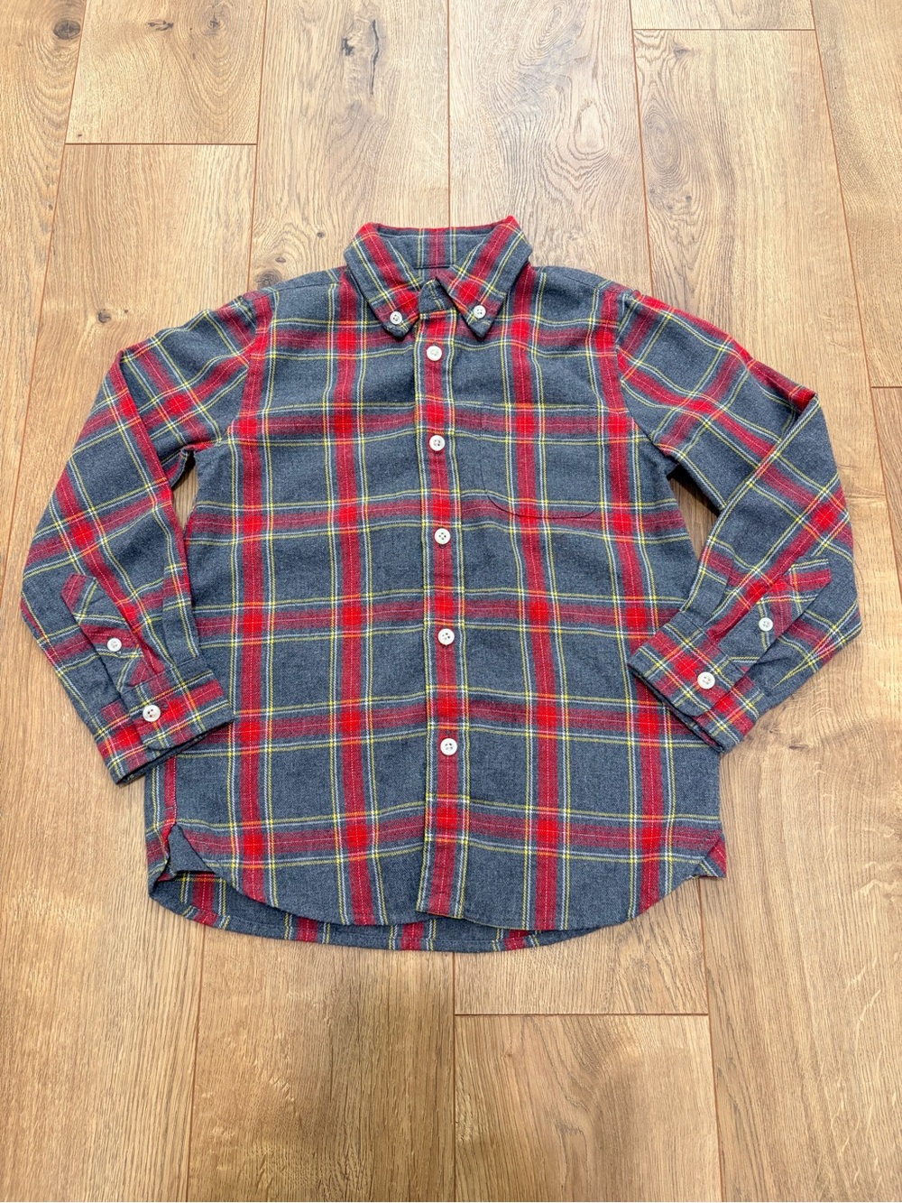 E Land gray plaid button down - Size 5